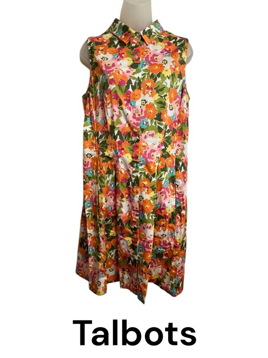 Talbots Dresses & Skirts - Talbots Floral Sleeveless Collared Dress Cotton/Span   LARGE/PETITE    #CL